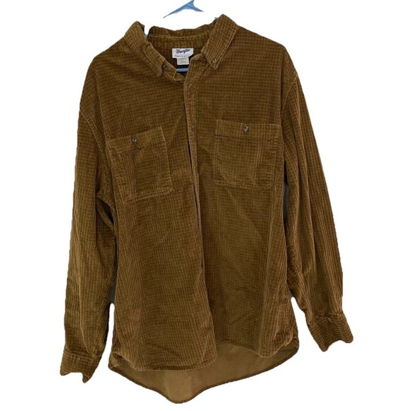 Wrangler Other - Men's Wrangler Corduroy Long Sleeve Shirt Brown Y2K VTG Size XL Rodeo Cowboy